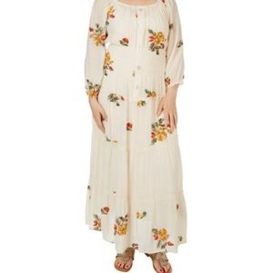 Fig & Flower Womens Floral Embroidered Long Sleeve Dress Sz M